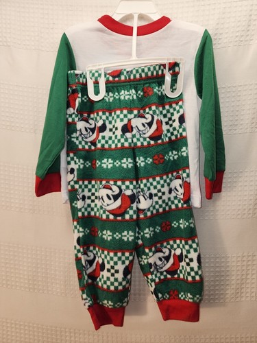 Disney Mickey Mouse Pajama Set Holiday PJ'S Sz 3t Long Sleeve Fleece Christmas - Picture 3 of 4