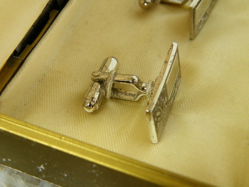 Vintage Anson Sterling Cuff Links w/ Box No Monogram Stamped Western Floral - Picture 5 of 8