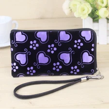 Fashiom Women's Flower Key Bag Wallets Card Zip Coin Case Pouch Flannel Wallet