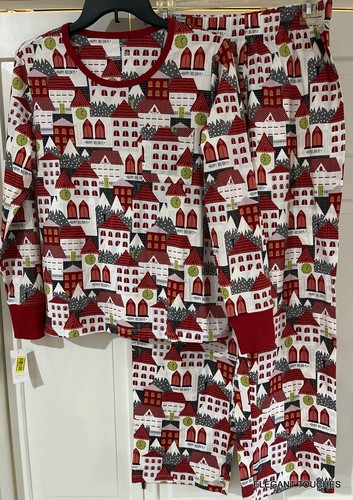 Sleep Sense Christmas Pajama Top Pants Set Women S Red Happy Holidays Lounge