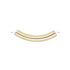 100 Gold Plated Brass 8x1mm Curved Tube Beads with 0.6mm Hole
