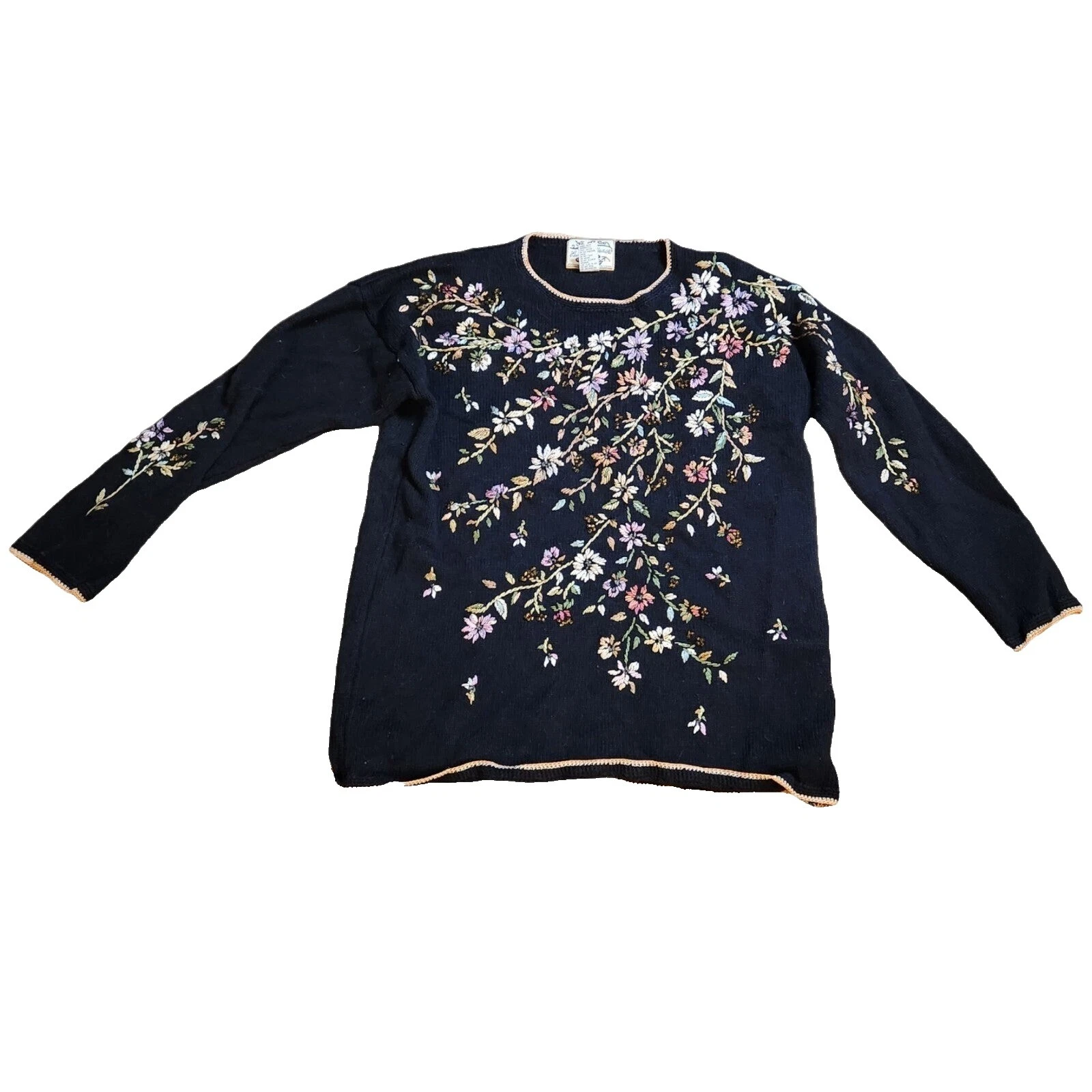 Suéteres Vintage de Mezcla de Algodón Negro para Mujeres