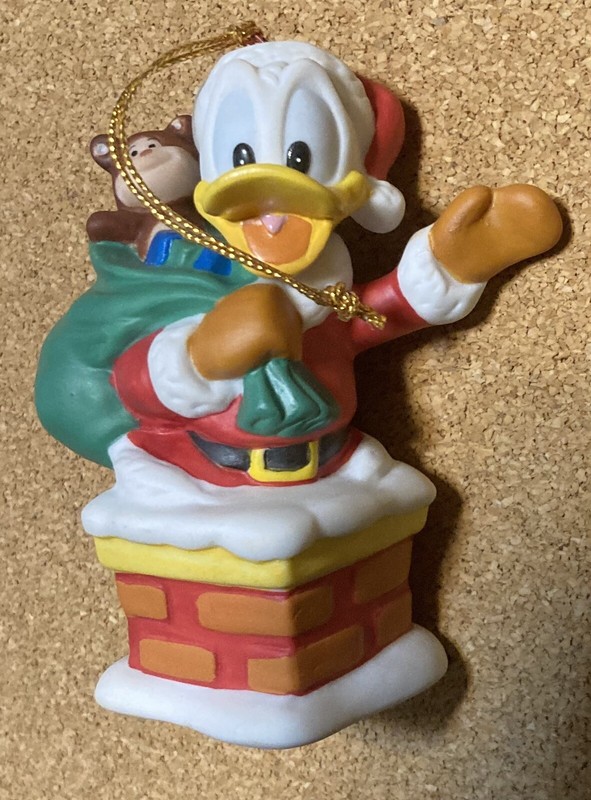 Donald Duck Christmas ornament--dressed up in a Santa suit, 1994, Grolier
