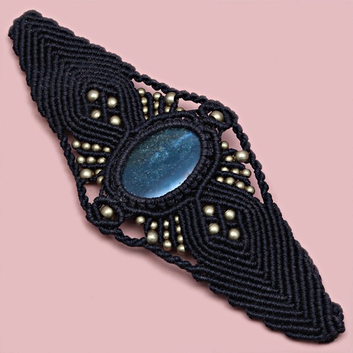 Macrame Thread Ocean Jasper Jewelry Gemstone Handmade 8-10''Ad Bracelet - Picture 5 of 13