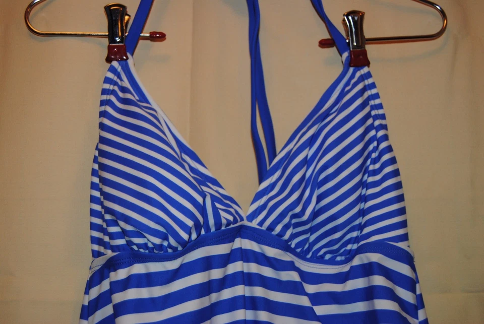 Traje de baño Tankini LIZ LONG MATERNITY azul blanco a rayas talla S nuevo sin etiquetas Foto 2 de 4