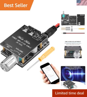 Compact Bluetooth 5.0 Mini Amplifier 2X50W with Safety Features for Home Audio