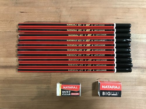 10 Lápices NATRAJ HB 621 ESCRITURA EN NEGRITA LÁPICES HEXAGONALES, BORRADOR Y AFILADOR GRATIS - Imagen 5 de 5