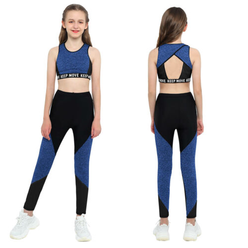 iEFiEL Reggiseno sportivo ragazza + pantaloni tuta da allenamento abbigliamento sportivo set tuta da jogging - Foto 49 di 78
