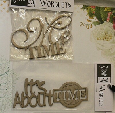 CHIPBOARD Wordlets- It's About TIME, ME TIME - 2 Mixed Design Choice Scrap FX W1