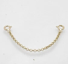 2.4mm Double Lock Cable Rolo Chain Necklace Extender Real Solid 14K Yellow Gold 