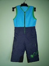 COLUMBIA OMNI TECH BLUE GREEN FLEECE WINTER SNOWBOARD SNOW PANT BIBS OVERALLS 2T