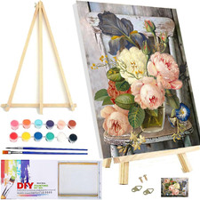 Flowers Paint by Numbers Kit for Adults/Beginner Framed - Small Easy Acrylic Pai