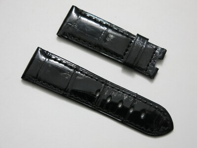 Panerai Strap Alligator Shiny Black 22mm by 20mm XS Size OEM New