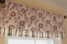 Valance, curtains, nursery, girl's bedroom pink, brown.