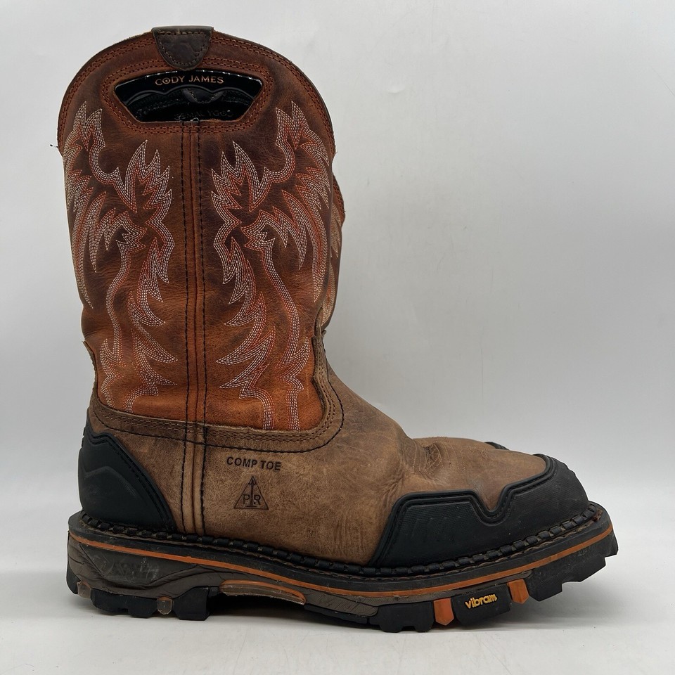 Cody James Decimator Brown Square Comp Toe Western Work Boots DBP12