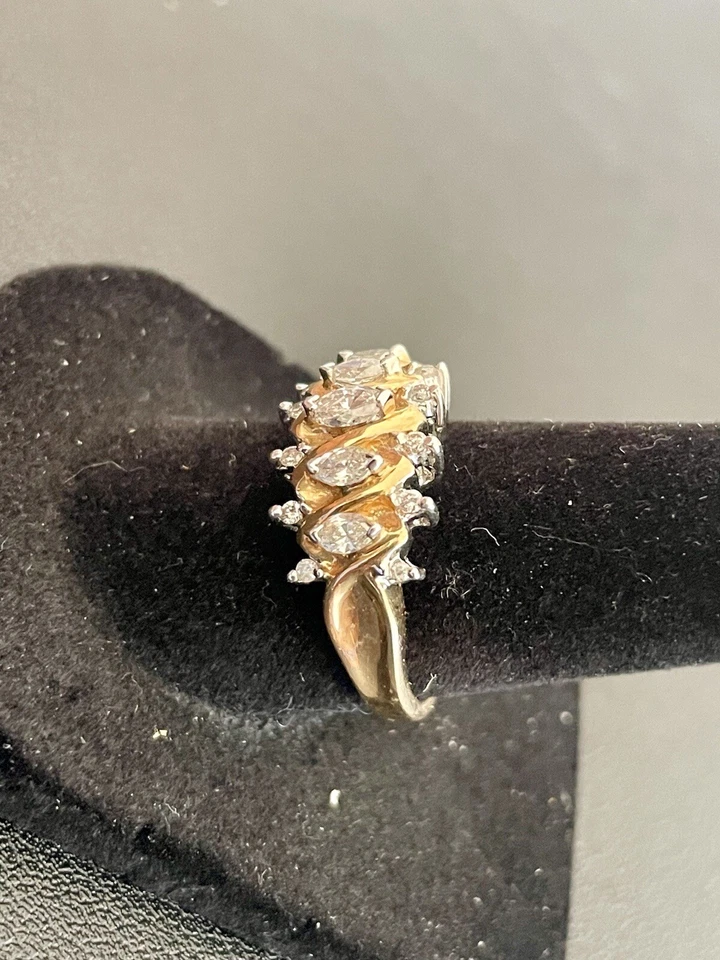 14KT Yellow/White Gold 0.55CTW Diamond Cluster Ring. Size 6.75 (F88) - Image 3 of 4