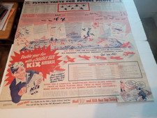 VINTAGE 1945 KIX CEREAL AIR PLANE PROMOTION POSTER with AIR STRIP  26"X26"