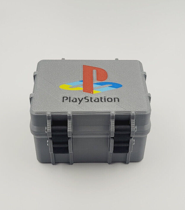 Caja almacenamiento mermory cards sony ps1 psx playstation hecho en 3D.