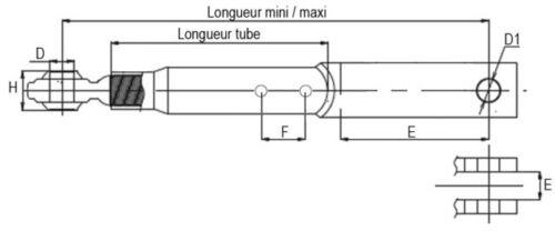 Unterlenker Hubstrebe M30x3,5 R28x45 Länge:535-745 Traktor Trecker 31107079 Hub - Bild 2 von 4