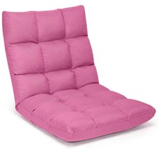 COSTWAY 14-Position Adjustable Floor Chair Video Gaming Sofa Chair-Pink