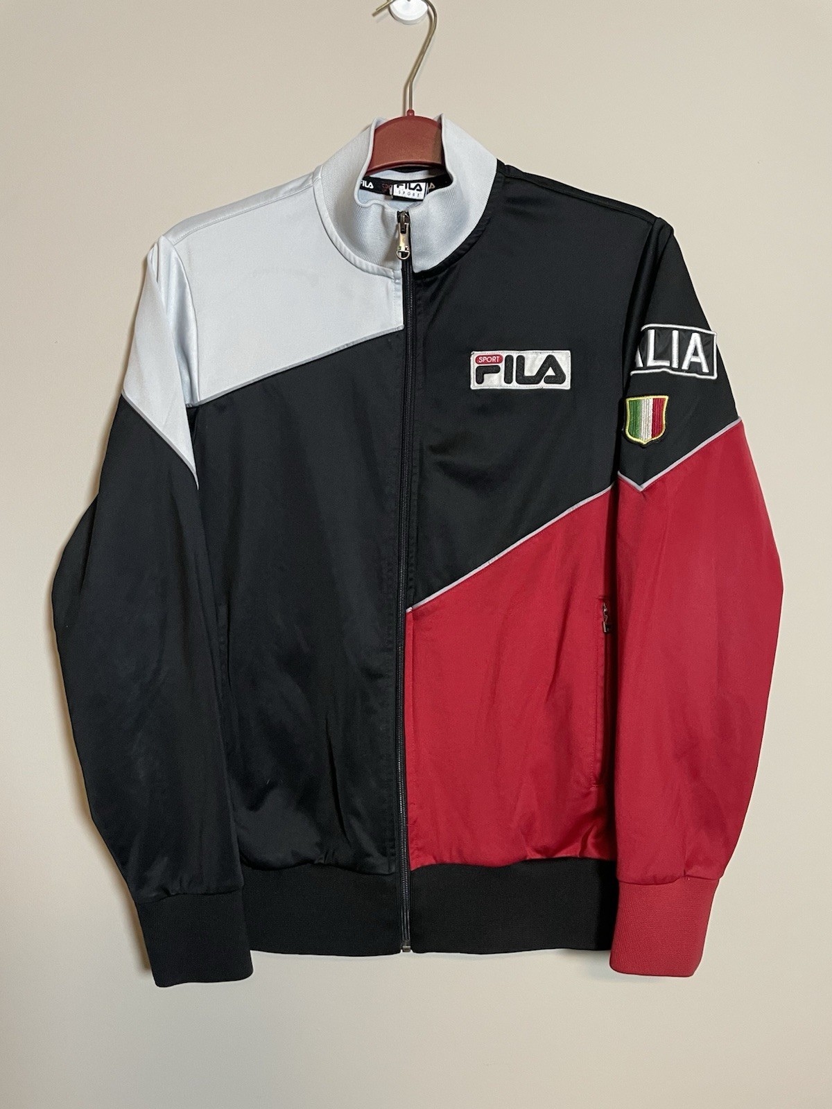 Vintage Fila Sport Italia Soccer Football Track Jacket Full Zip Red Blue (C445)