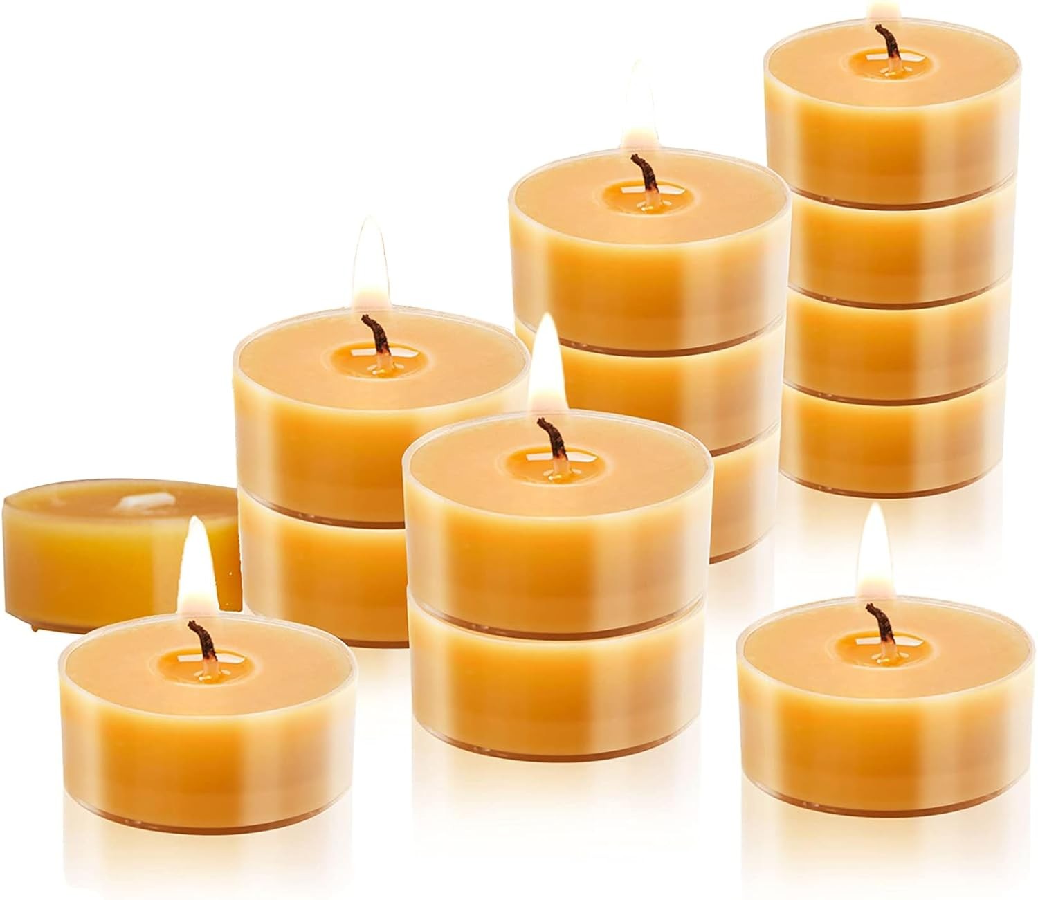 Beeswax Tealight Candles, Tea Lights Candles 12 Pack 4 Hours of Each, Natural...