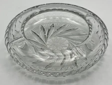 Heavy Cut Glass Crystal Ashtray Cigar 8” x 2” Tobacciana 4 Slot