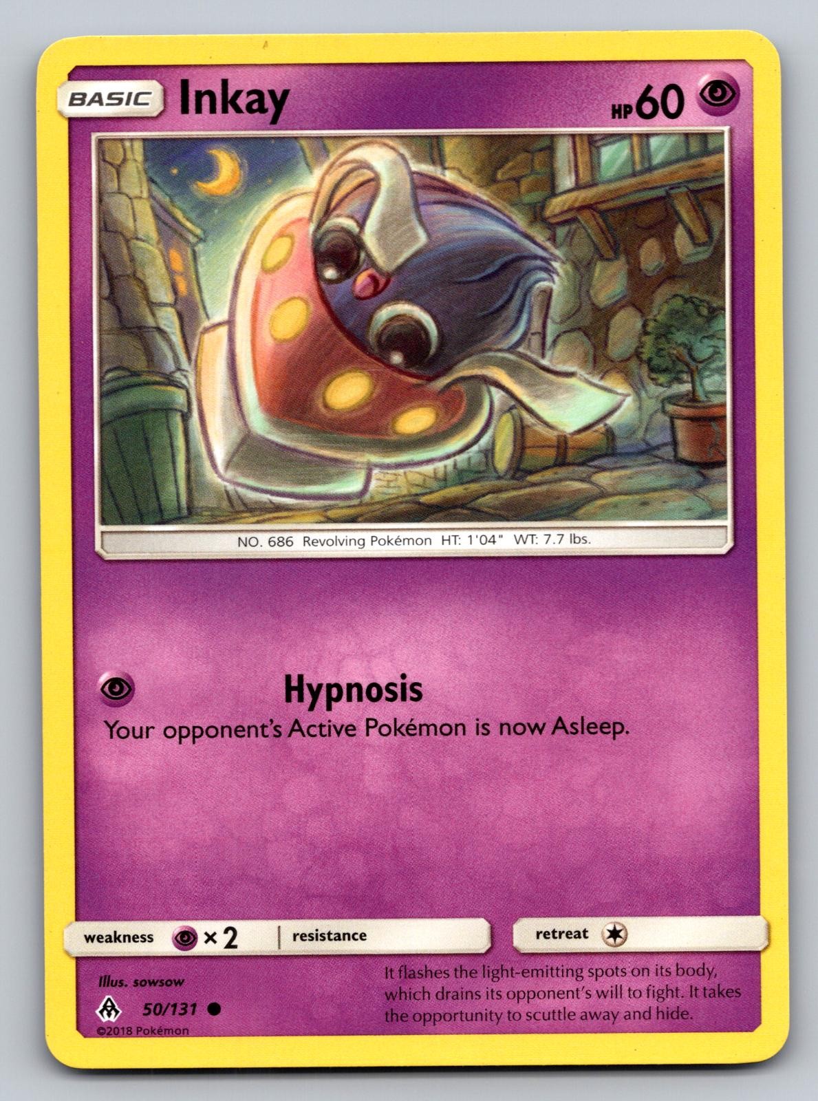 Inkay 50/131 Common Forbidden Light Pokemon Lightly Played