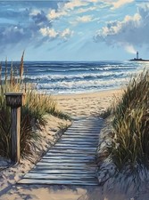 5D Diamond Art Kit for Adults - Beach Design DIY Full Drill Crafts 12x16"