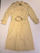Vintage LondonFog Womens 10 Khaki Double Breasted Belted Trench Coat Made In USA