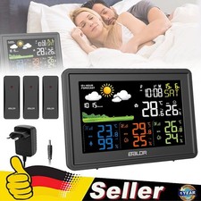 Funk Wetterstation mit Au&szlig;ensensor Hygrometer Thermometer Wecker Uhr Farbdisplay