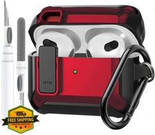 Olytop AirPods 3rd Gen Case w/ Lock Lid and Cleaner Pen Black/Red