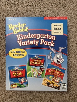 Reader Rabbit Kindergarten Variety Pack 3 CD Win/Mac Big Box Brand New Sealed