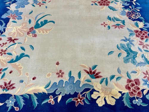 Cir 1920's ANTIQUE ART DECO FINE CHINESE WALTER NICHOLS RUG 8.10x11.9 ROOM SIZE - Picture 1 of 12
