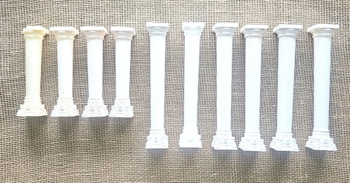 10 Vintage 1970s Wilton Greek Roman Pillars Wedding Cake Columns 5" & 7"