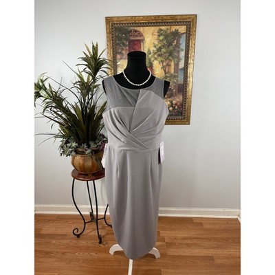 JS Collection Shift Dress Women's 12 Silver Scoop Neck Sleeveless Cocktail Party