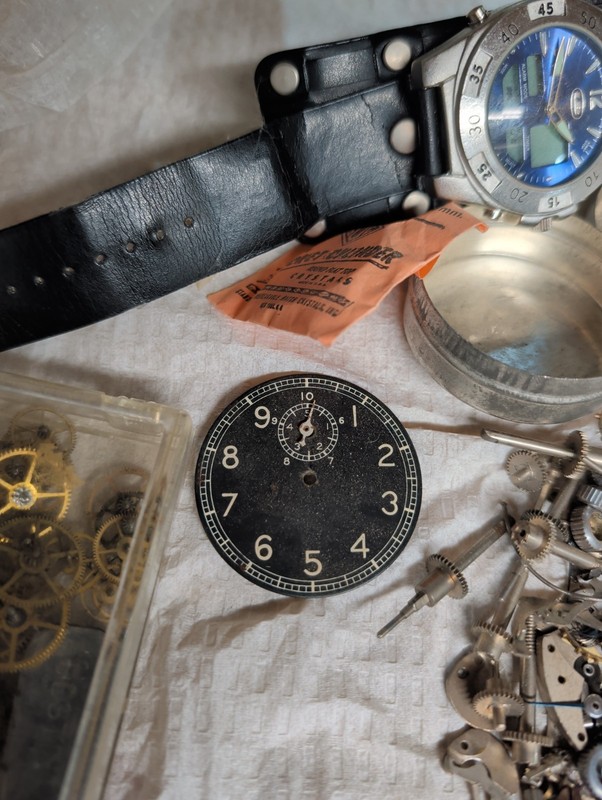 Watchmakers Junk Drawer Lot Movements Case Parts Bracelets Vtg Bulova Horology