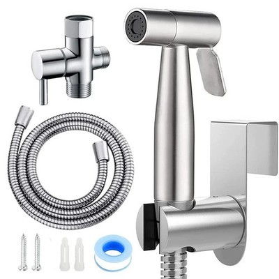 Stainless Steel Brushed Nickel Bidet Sprayer with Shattaf Adapter and Hose