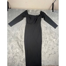 Lulus Black Off Shoulder Long Sleeve Maxi Dress with Slit Size M