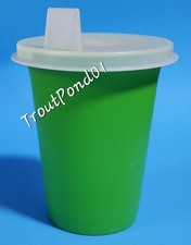 Vintage Tupperware Bell Tumbler Sheer Flat Sipper Seal 1552 USA Sippy Cup Green