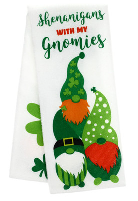 New St. Patrick's Shenanigans with My Gnomies Polyester Kitchen Towel ~ Qty 1