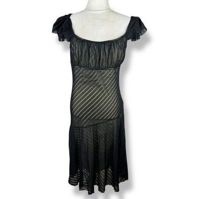 Black Mesh Babydoll Dress Womens Size XL (Runs Small) Whimsigoth Fairy Flutter