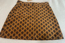 Boden Estella Cord Mini Skirt Gold Navy Print Size 10 R NWT NEW FREE shipping 