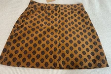 Boden Estella Cord Mini Skirt Gold Navy Print Size 10 R NWT NEW FREE shipping!