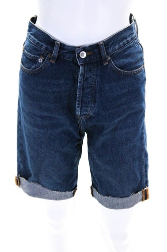 Rouje Damen blau Medium Wash Fly Button hoher Bund Walking Denim Shorts Größe 27