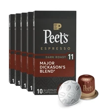 Peet’s Coffee Espresso Capsules Major Dickason’s Nespresso 50 Count