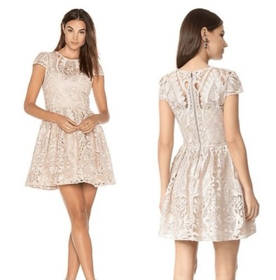 Alice + Olivia Gracia Mini Cream Dress Lace Size 4