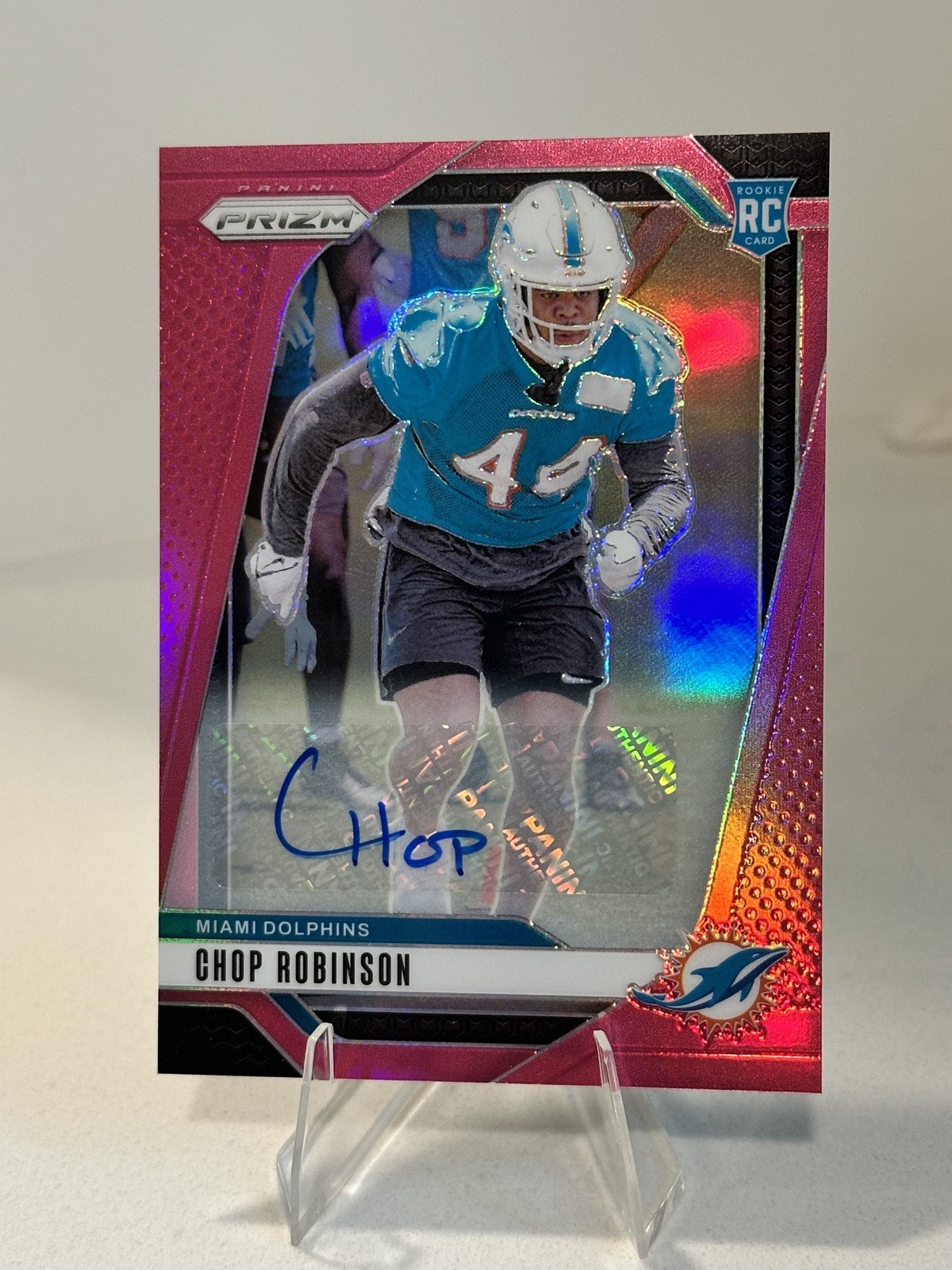 2024 Prizm Chop Robinson Pink Prizm Rookie Auto RC #21 Pick Miami Dolphins