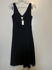 Ann Taylor LOFT Women’s Black Sleeveless Surplice V-Neck A-Line Dress Size 2 NWT