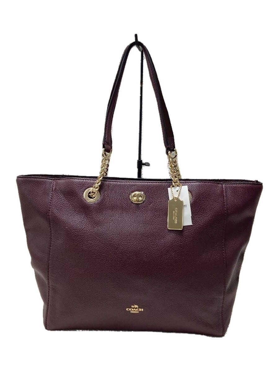 COACH Leather Tote Bag in Solid Color with BRD Accent